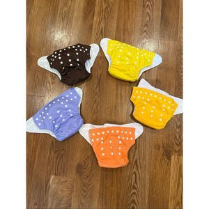Lot of 5 Alva Baby Multicolor Reusable Pocket Cloth Diapers Adjustable One Size
